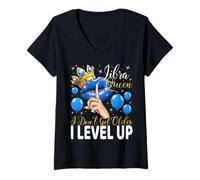 Donna Bilancia Regina I Don't Get Older I Level Up Birthday Queen Maglietta con Collo a V