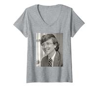 Donna Bill Gates Tech Giant 1987 Ritratto di Dick Barnatt Maglietta con Collo a V