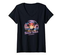 Donna Bimini Beach Bahamas Vacation Caribbean Tropical Summer Maglietta con Collo a V