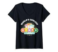 Donna Bingo Caller World's Coolest Bingo Hall Gioco Night Humor Maglietta con Collo a V