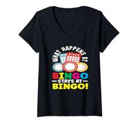 Donna Bingo Cosa Succede A Soggiorni Al Bingo Player Maglietta con Collo a V