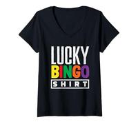 Donna Bingo Lucky Player - Camicia da bingo per appassionati di bingo Maglietta con Collo a V