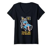 Donna Bionic Patient Trust Me Im Bionic Fun Mens Chirurgia Recupero Maglietta con Collo a V
