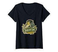 Donna Bird BY Ear Riconoscere i canti degli Uccelli Maglietta con Collo a V