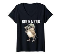 Donna Bird Nerd Divertente Binocolo Cappello Bird Watcher Twitcher Maglietta con Collo a V