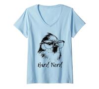 Donna Bird Nerd - Divertente Birdwatcher Bird Geek Ornitologo Maglietta con Collo a V