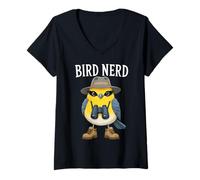 Donna Bird Nerd Funny Birdwatching Birder Ornithology Maglietta con Collo a V