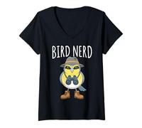 Donna Bird Nerd Funny Birdwatching Birder Ornithology Maglietta con Collo a V