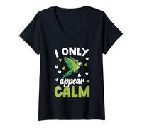 Donna Birdkeeper Bird Owner Birdkeeper Appear Calm Hahn Ara Maglietta con Collo a V