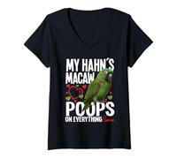 Donna Birdkeeper Birdkeeping Parrot Lover Poops On Hahn Ara Maglietta con Collo a V