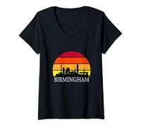 Donna Birmingham, Orizzonte, bullring, canali, e, Moderno, Città Maglietta con Collo a V