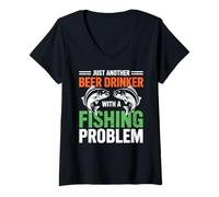 Donna Birra da pesca divertente - Solo un altro bevitore con un problema con la canna Maglietta con Collo a V