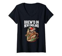 Donna Birra nel New England Pride Culture Life Coffee Vibes Maglietta con Collo a V