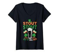 Donna Birra Stout Funny St Patricks Day Irish Humor Maglietta con Collo a V
