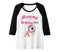 Donna Birthday Girl Mommy Women’s Anime Unicorn Maglia con Maniche Raglan