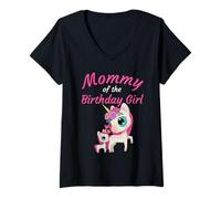 Donna Birthday Girl Mommy Women’s Anime Unicorn Maglietta con Collo a V