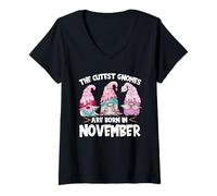 Donna Birthday GNOME Design The Cutest Gnomes Are Born in November Maglietta con Collo a V