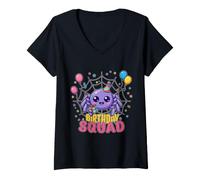 Donna Birthday Squad Spider Halloween Carino Kawaii Spooky Compleanno Maglietta con Collo a V