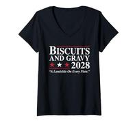 Donna Biscotti e sugo Funny Southern Breakfast Brunch Maglietta con Collo a V