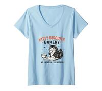 Donna Biscotti Kitty We Knead Em You Need Em Cat Lover Baking Maglietta con Collo a V