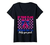 Donna Bisessuale Bi Pride This Flag Offends You I'll Help You Pack Maglietta con Collo a V