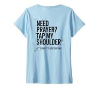 Donna Bisogno di Preghiera Tap My Shoulder Bibbia Verse Christian On Back Maglietta con Collo a V