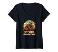 Donna Bitcoin denaro inarrestabile libertà digitale sicuro sat bitcoin Maglietta con Collo a V