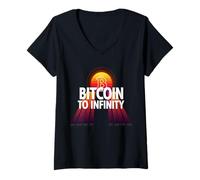 Donna Bitcoin è Infinity tempo valore libertà futuro verità bitcoin Maglietta con Collo a V
