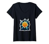 Donna Bitcoin Future Design Crypto Lightning Grafica Ricchezza Energia Maglietta con Collo a V
