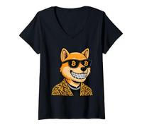 Donna Bitcoin HODL Mani Diamante Maglietta con Collo a V