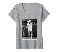 Donna Björn Borg in azione al torneo di tennis di Wimbledon 1980 Maglietta con Collo a V