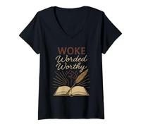 Donna Black And Booked Afro Literary Pride Book Club Culture Maglietta con Collo a V