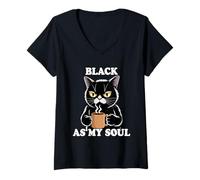 Donna Black As My Soul Maglietta con Collo a V