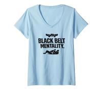 Donna Black Belt Mentality Grappling No-Gi Dojo Combattimento Maglietta con Collo a V