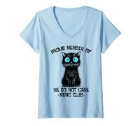 Donna Black Cat Meme Ci Interessa Club Wdnc Funny Women Girl Cat Maglietta con Collo a V