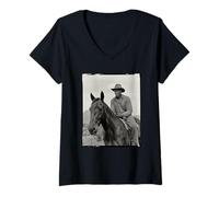 Donna Black Cowboy Pride Western History Vintage Rider Donne Uomini Maglietta con Collo a V