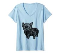 Donna Black Frenchie Maglietta con Collo a V