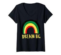 Donna Black History Dream Big Rainbow Nero Uomini Donne Ragazzo Ragazza Maglietta con Collo a V