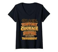 Donna Black History è la Storia del Coraggio Melanin Pride Maglietta con Collo a V