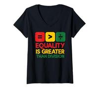 Donna Black History Equality Greater Than Division Donne Uomini Bambini Maglietta con Collo a V