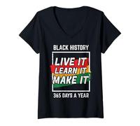 Donna Black History Live Learn Make It Afroamericani Uomini Donne Maglietta con Collo a V