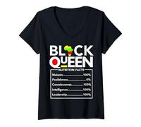 Donna Black History Month Black Queen Melanin Valori nutrizionali Ragazza Maglietta con Collo a V