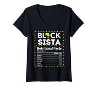 Donna Black History Month Black Sista Valori nutrizionali Girl Sis Maglietta con Collo a V