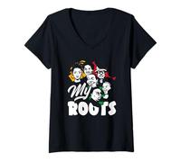 Donna Black History Month My Roots Afroamericano Maglietta con Collo a V