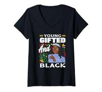 Donna Black History Month Young Gifted And Black Maglietta con Collo a V