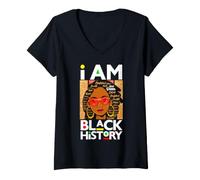 Donna Black History Queen Melanin Donne Kwanzaa Juneteenth Girls Maglietta con Collo a V