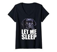 Donna Black Lab Let Me Sleep Labrador Retriever Amante dei cani neri Maglietta con Collo a V