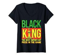 Donna Black Melanin King Il Pezzo più Importante del Gioco Bruh Maglietta con Collo a V