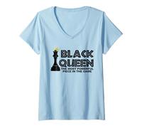 Donna Black Queen Il Pezzo più Potente del Gioco Maglietta con Collo a V