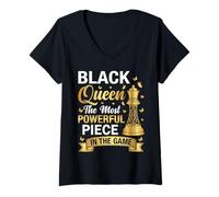Donna Black Queen The Most Powerful Piece in The Game Maglietta con Collo a V